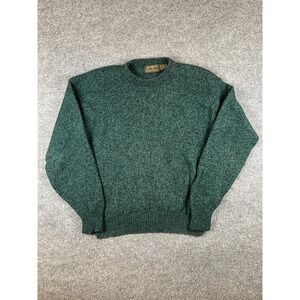 Vintage Eddie Bauer Sweater Mens L Green Black Pullover Wool Blend Made in USA
